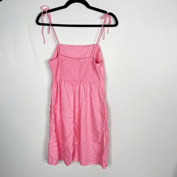 Old Navy S Pink Fit and Flare Tie Shoulder Mini Cami Dress Sparkle Berry Square - Picture 2 of 12